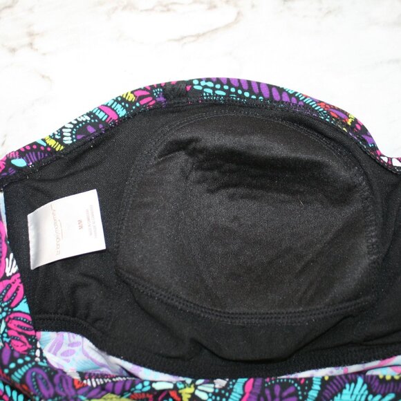 LIZ LANGE MATERNITY Swimsuit Tankini Top Abstract Floral Boho Print Blue Medium - Picture 4 of 11